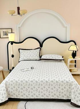 韩式全棉绗缝花边三件套法式床花边盖碎花夹棉双人盖SLH纯棉四件