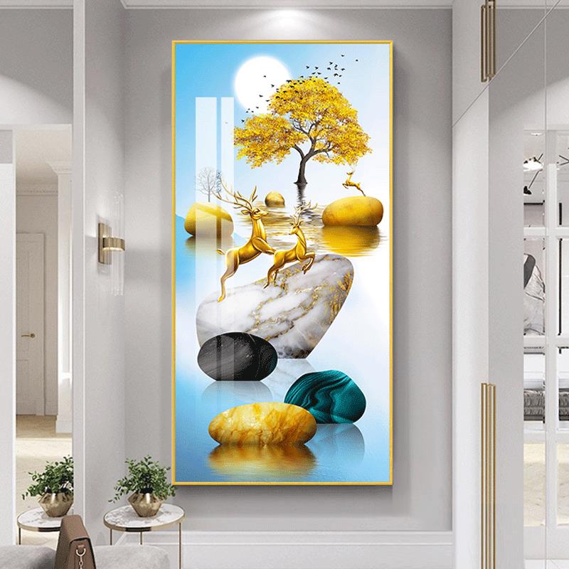 入玄户关装饰现代简约画客厅走廊头尽墙壁画过道GNL竖版轻奢大气