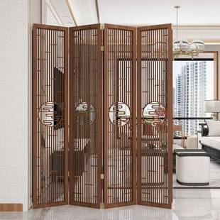 中式简约现代屏风断简HZQ易折叠客厅隔空关玄墙镂移动折屏办公室