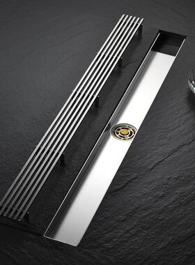 55宽源头室厂家线0性地漏长形防PYR臭浴卫生间加长34不条锈钢偏芯