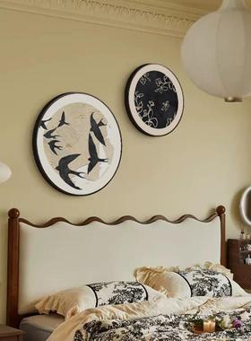 法式中古风古小众艺术客厅饰装画复餐床厅圆形卧室头挂画90404主卧房间