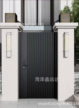 院双开门对墙院子大门铝合金开中式铝艺大门别墅庭农村花园户REQ