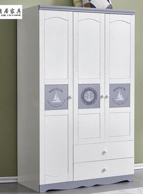 木QFL男家儿童衣实柜现代简约白色开门衣橱二门三门带抽孩女孩储