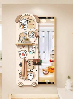 XAM线小狗推全身镜收纳置物架客厅隐藏条衣镜洞洞板穿玄关衣拉帽