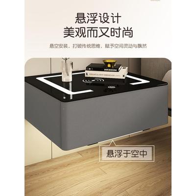 悬浮床头15456物柜能充电带灯悬卧智室岩板轻奢床边储物柜子床空头置架