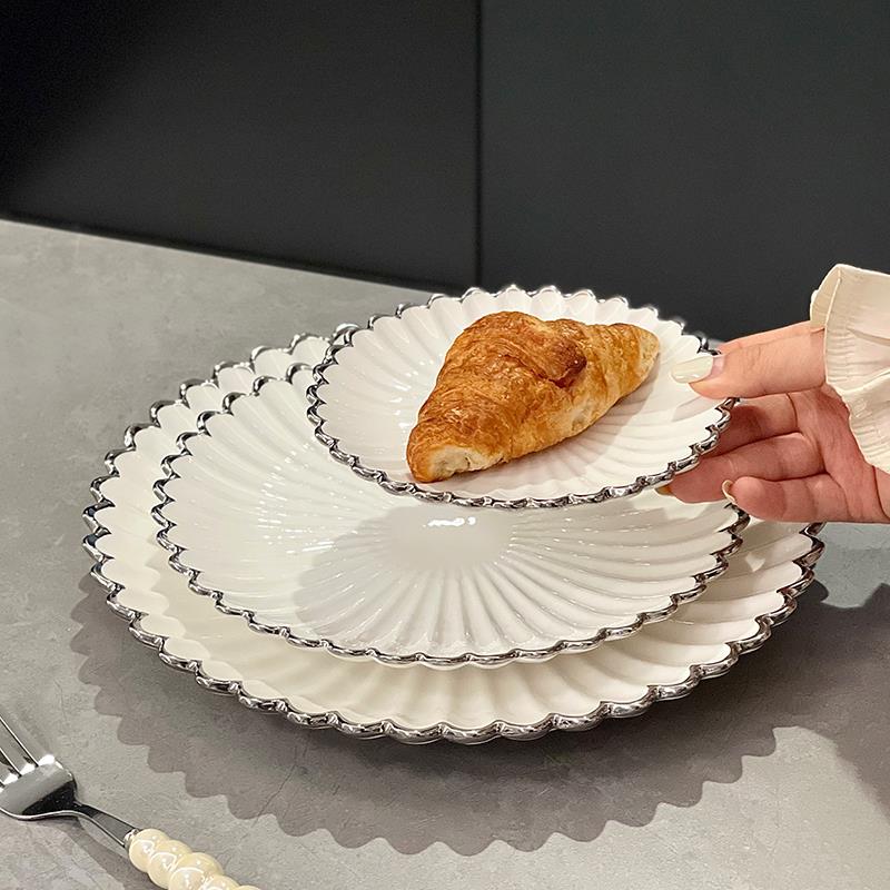 谋生轻奢品风高西餐盘下午茶档盘餐厅菜盘MKV点心甜盘仪式感陶瓷