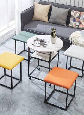 易网NQG红方小凳简子卧室小型家用餐桌椅组合休台闲套魔装茶桌阳