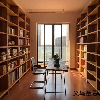 老木书架网格多格ZYB格子柜厅落书地实木书客柜满墙架榆木格榆子