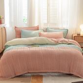 厂家直针销织四MUE件套加绒厚保暖高重时尚 简约床单克床上用品