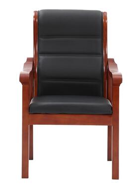 学仕办公椅电脑椅实木皮革椅班前椅中班椅-黑色XS907尺寸63x65x48