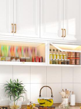 厨房调料置物架壁挂式吊柜下方调味品备菜盘收纳墙壁免打孔上翻柜