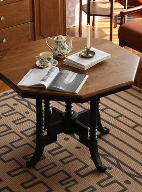 法式系列南洋复古风实木餐桌奶油黑色圆桌家用樱桃木饭桌子全实木