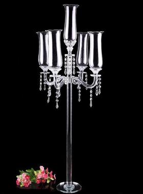 专用婚庆水晶烛台摆件婚礼装饰黑色玻璃蜡烛台简约婚礼