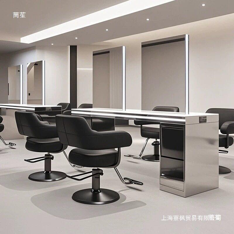 新款理发店镜子发廊美发烫染桌子时尚剪发镜台双面四面
