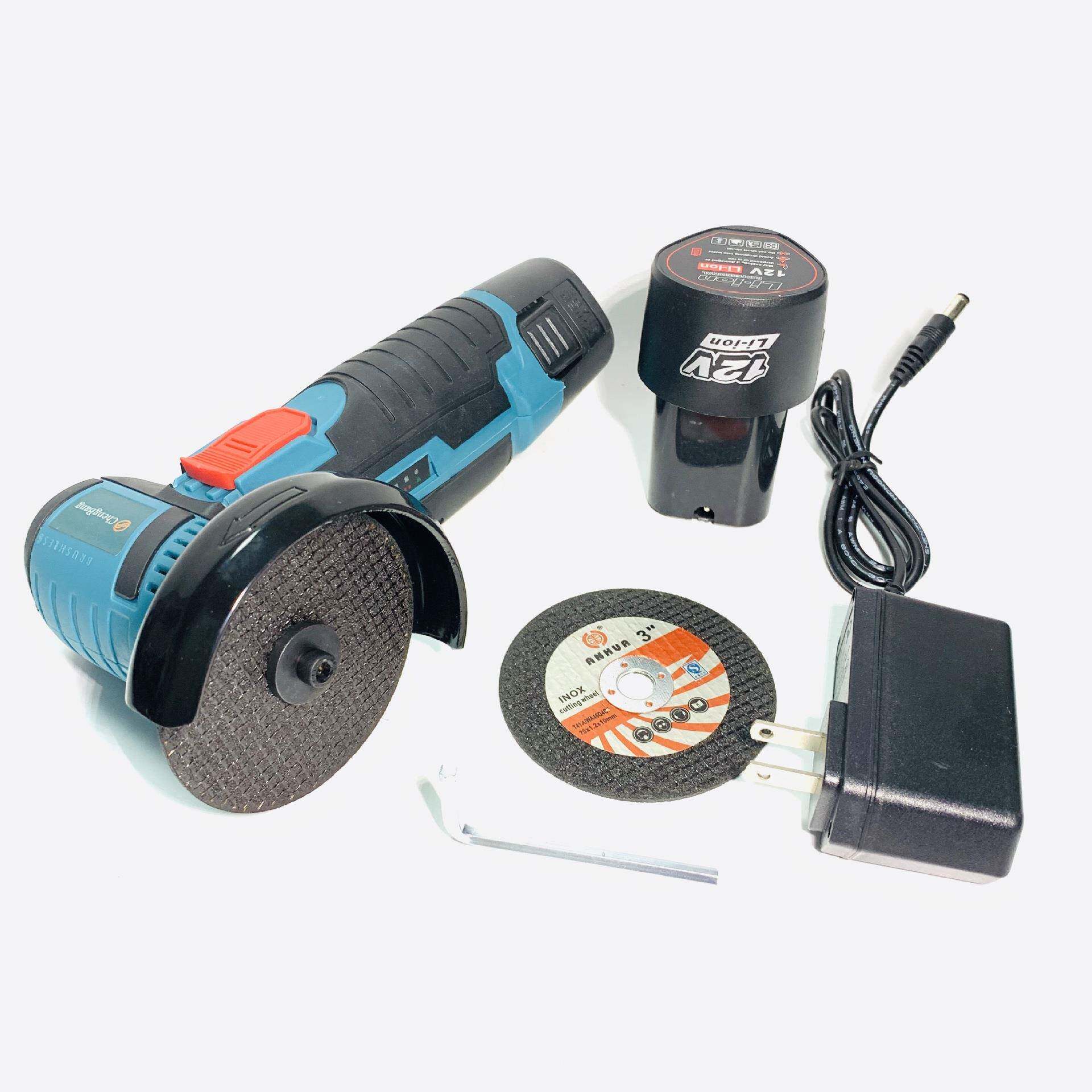 (特)外贸电商12V小角磨机锂电无刷角磨机3寸迷你切割磨光机