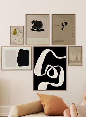 蓬勃生机北欧风公寓客厅装饰画复古抽象花卉挂画小众玄关挂画