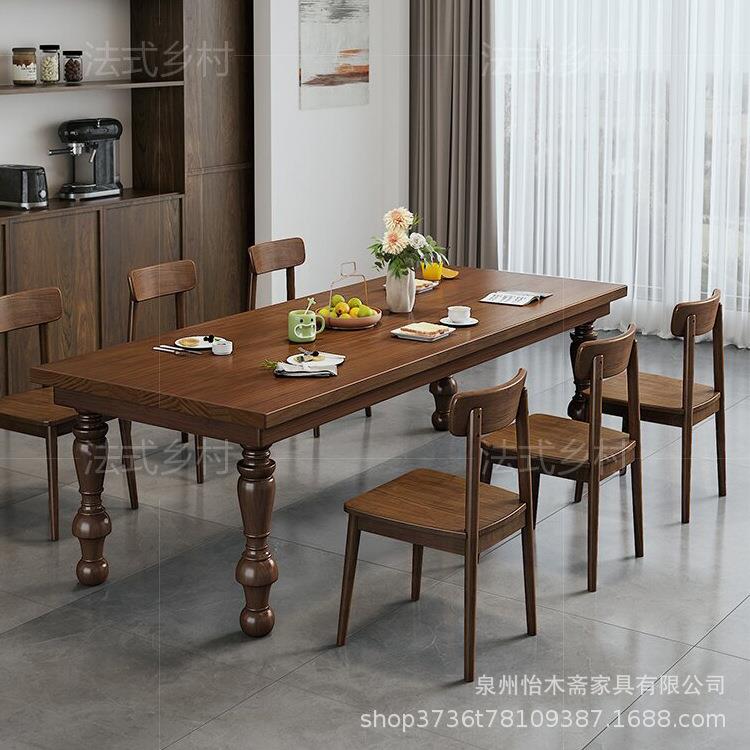 美式乡村复古实木餐桌电脑桌办公接待书桌家用多人罗马欧式餐台桌
