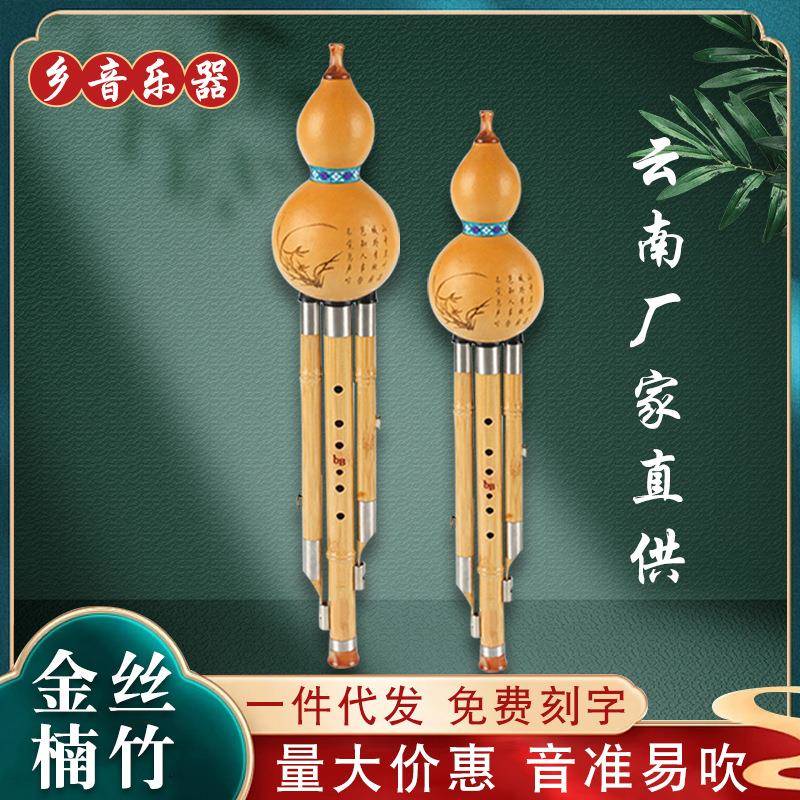 金丝楠竹葫芦丝乐器三音演奏款成人儿童初学者C调降B音葫芦丝
