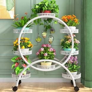 花架子客厅落地式 铁艺 可移动阳台置物架多层轻奢感新款