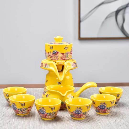 人从众新款网红懒人石磨自动茶具套装茶壶茶杯子家用防烫冲茶器简