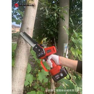 松崎21V电动修枝锯充电高空修剪树枝伸缩加长杆园林果树修枝链锯