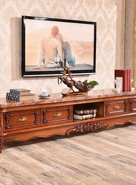 欧式大理石电视柜茶几组合实木地柜小户型美式客厅家具套装AC16F