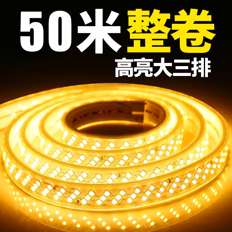 TRIAC户外工程防水超亮灯带霓虹led软灯条三色客厅家用吊顶220v线