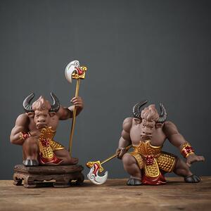 宇轩紫砂茶宠混世牛魔王茶玩牛气冲天摆件办公工艺家居摆件