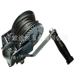 供应1200LBS手摇绞车手动绞盘带10米钢丝绳拖车绞盘