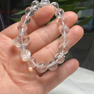 天然列姆利亚白水晶部分带彩虹阿塞配海蓝宝闪灵直销