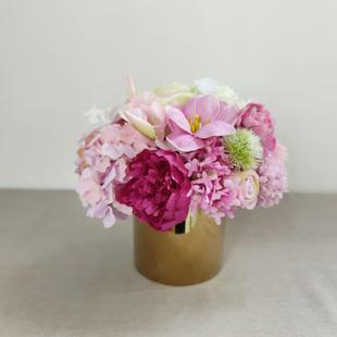 M375粉色系桌花仿真花花艺套装 商务洽谈样板间餐桌茶几接待室派对