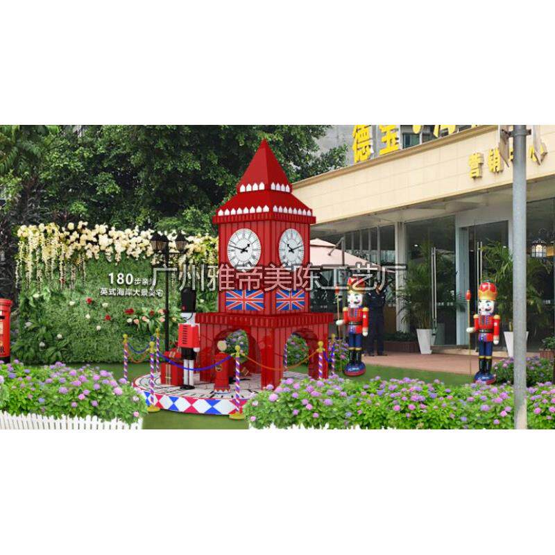 圣诞活动楼盘开盘软装设计节日场景气氛布置欧洲建筑模型钟楼雕塑