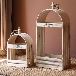 木质花盒花器阳台花园庭院园艺摆件吊篮植物花架杂货创意装饰复古