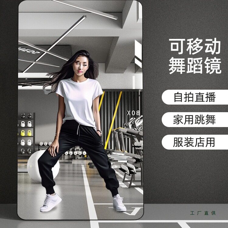 可移动落地舞蹈镜挂墙全身健身瑜伽练舞专用超大镜可折叠穿衣镜子