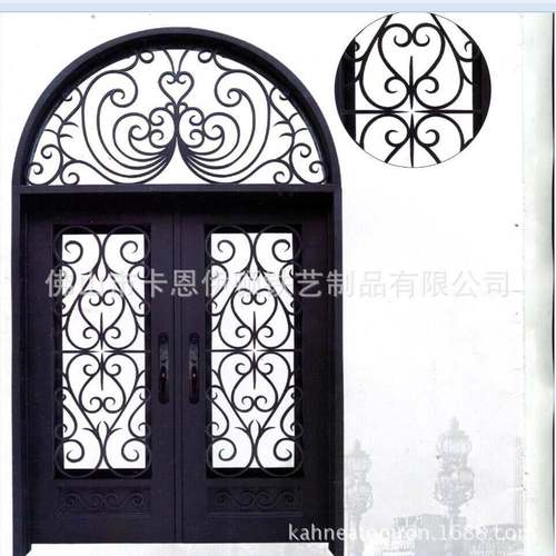 户外雕花铁艺门不锈钢玻璃入户门电动平开门平移门出口