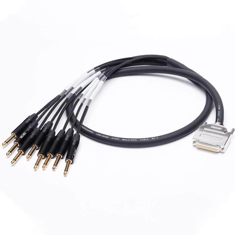 DB25公转8个6.35插头ProtoolsHD连接线8个6.5输出辫子扇尾线音频