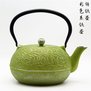 松针外贸彩色大铁壶带茶滤欧美煮水泡茶铸铁壶家居摆件饰品铁茶壶