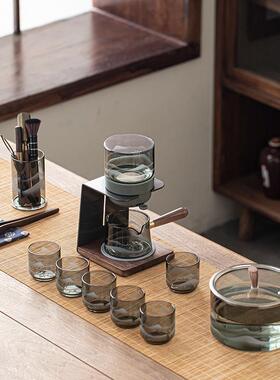 高硼硅玻璃远山江山自动茶具套装懒人泡茶神器出水茶水分离家用