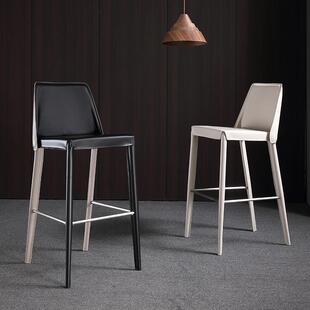 吧台椅家用现代简约高椅子靠背椅马鞍皮餐椅工业风高脚凳轻奢风