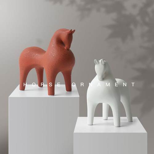 简约瓷抽关象马RDM摆件北轻奢创意家居陶样板房欧办公室客厅玄饰