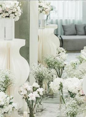 婚庆叠甜品台曲线台罗折马柱YLG纸质路婚道庆具橱窗引圆柱纸艺装