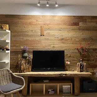 落叶松地板复古纹理墙背景原木木板防墙潮FOG做旧木板工板厂