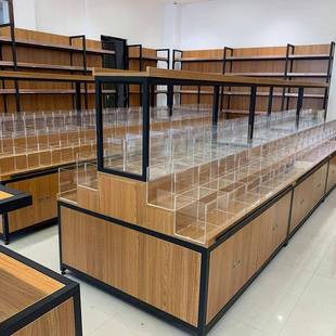 食散称钢木架展示柜商场便利品百货店摆列架市货544商店木质货超