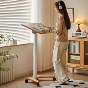 小型可家电脑桌实木书桌升降学习桌移动折叠小户80545桌子用子床