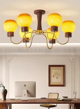 中古客厅大灯胡桃木室灯新中风书房灯护眼简约现代LECS-QY831卧式