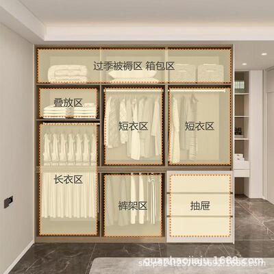 实木一门到合用顶衣简柜家卧室现52128代约多层板奶油风组收纳肤