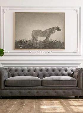 欧丝式沙发美三式乡村复古客厅50494单双位小户型布艺绒实木网红