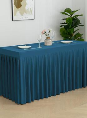 会议桌长务方25198形长条室桌商布展会桌套布罩简约瑞典绒布艺桌