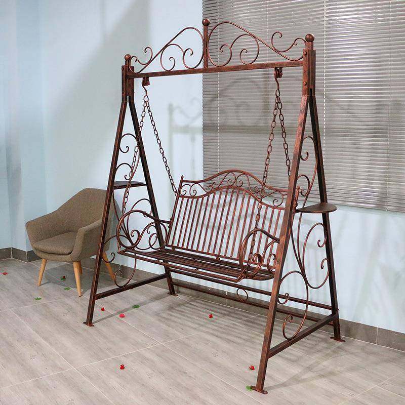 户外秋椅庭院欧式金椅摇篮公园金DOO属椅吊子双人千吊篮花属园椅