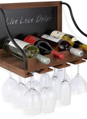 简约创意挂木酒架32125欧壁式时尚悬挂创意物架洋葡置萄红酒架木